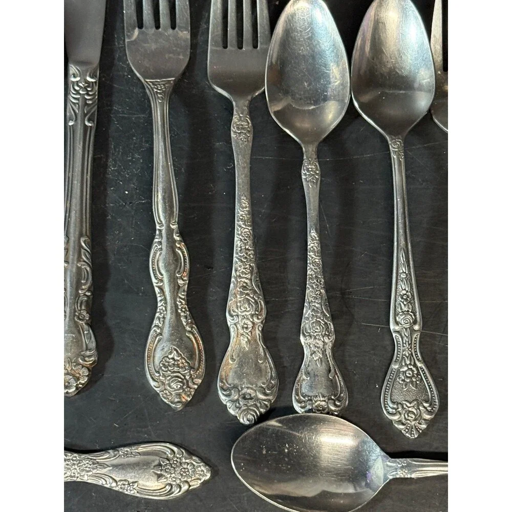 Mixed Stainless Steel Flatware Lot Vintage Replacement Spoons Forks Knives